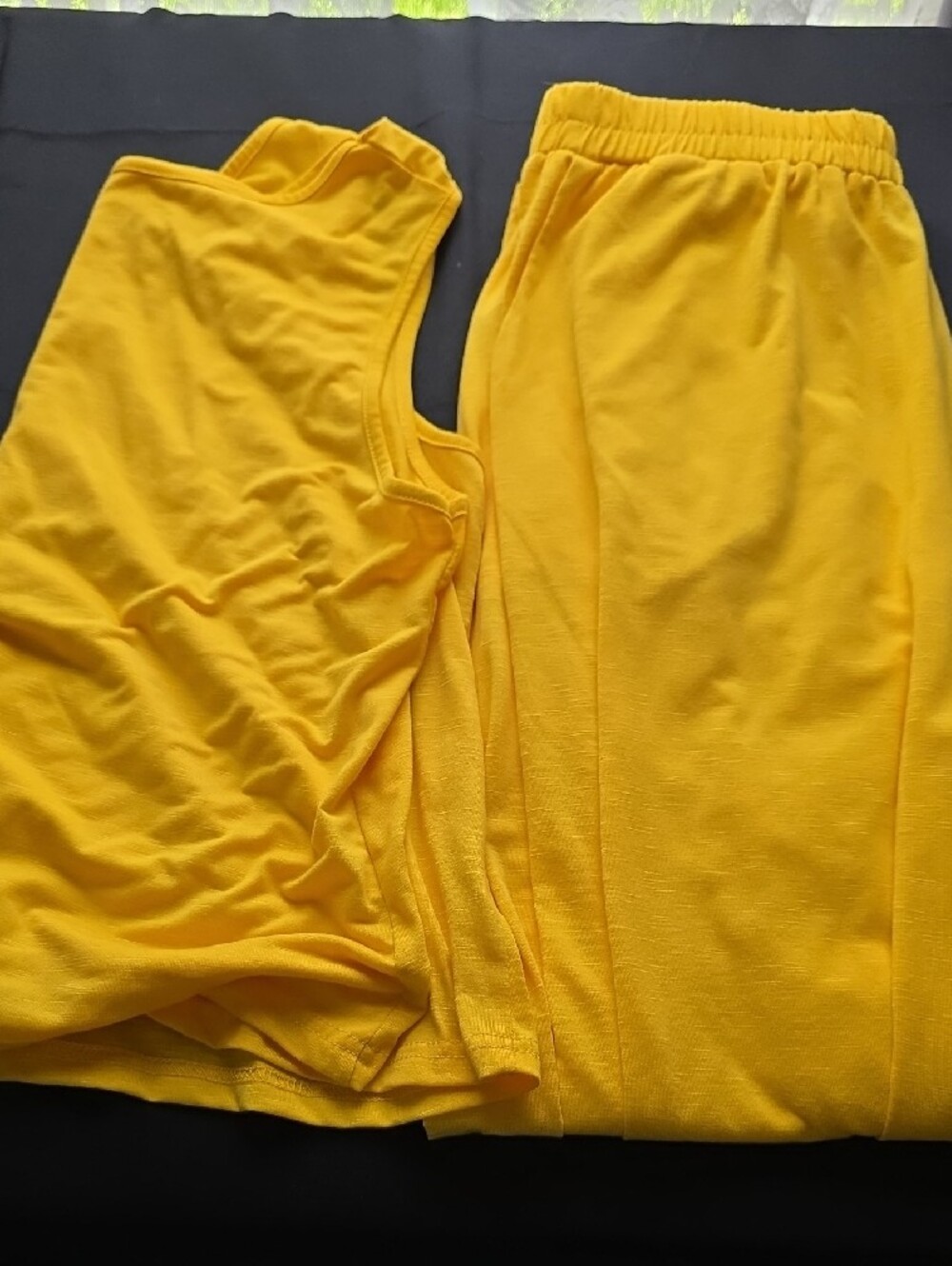Bright Yellow Two-Piece Lounge Set With Pockets - Picture 3 of 9
